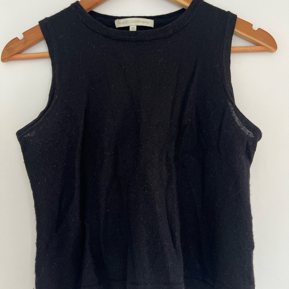 NakedCashmere Black Cashmere Sleeveless Tank